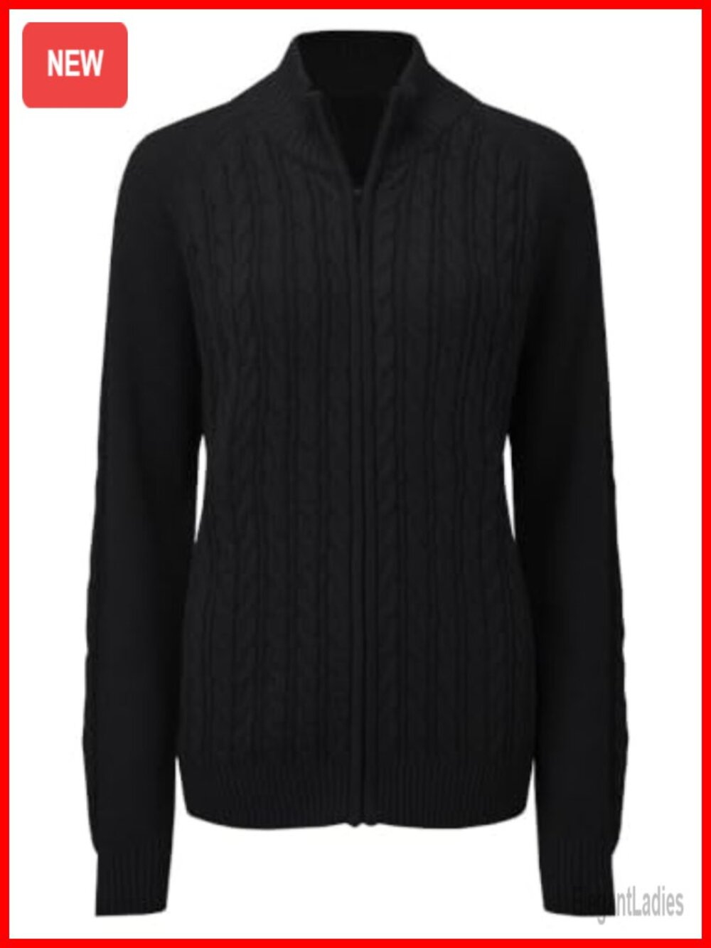 Womens Zip Up Cable Knit Cardigan Sweater Cotton Acrylic Chunky